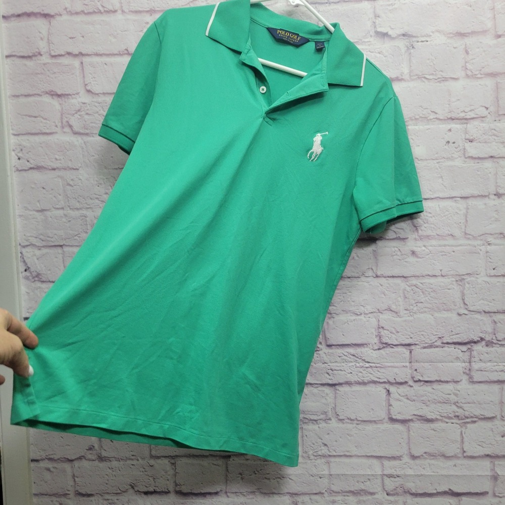 Polo Golf Ralph Lauren Polo Shirt Mens M Green Big Pony Performance Country Club - Picture 3 of 8